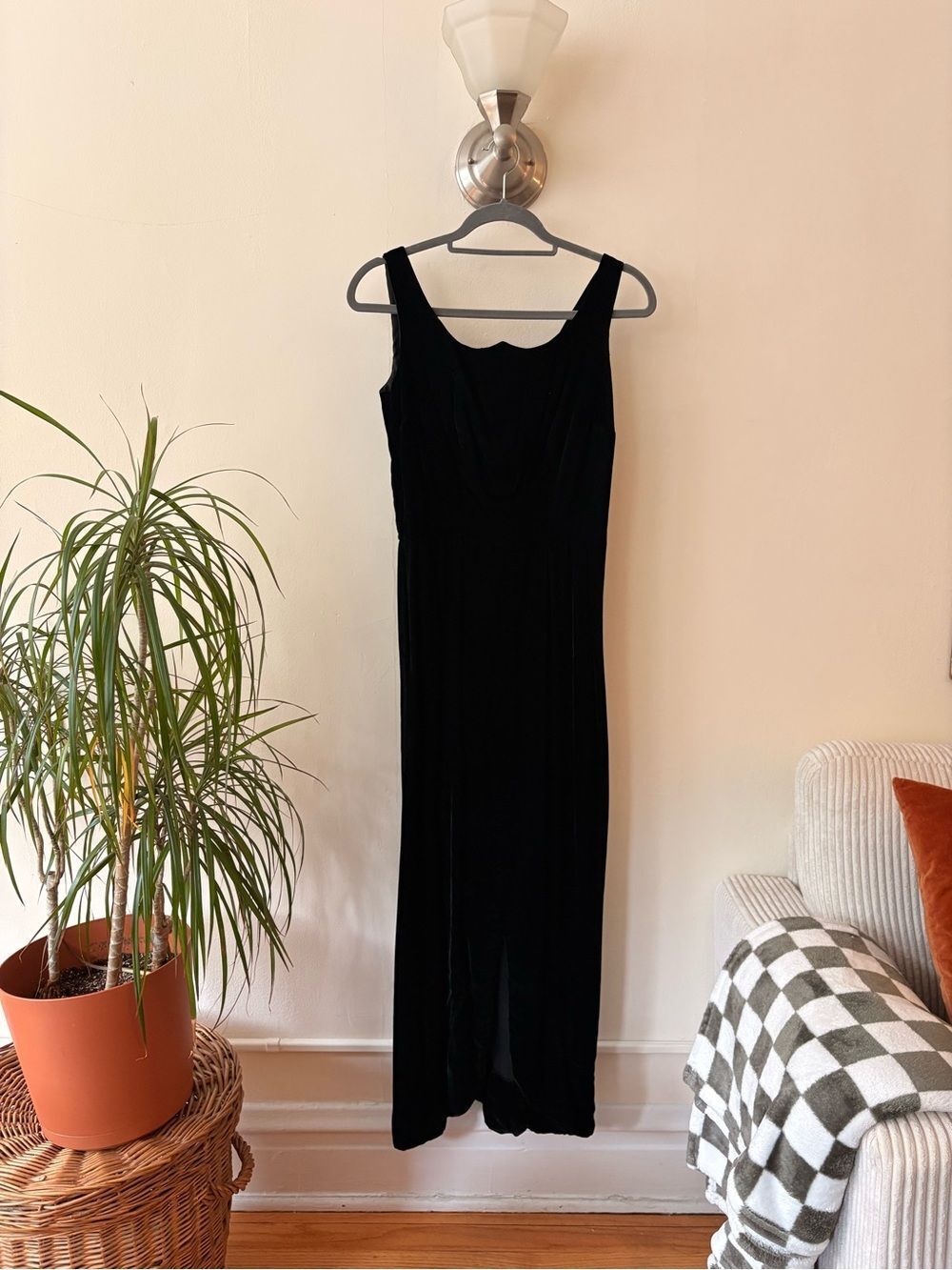 Vintage Black Velvet Evening Dress Small Classic Cocktail Dress Retro Formal LBD